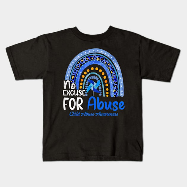 No Excuse For Abuse Child Abuse Prevention Awareness Month Kids T-Shirt by artcomdesigns